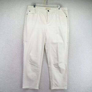 J Jill Smooth Fit‎ Cropped Jeans Womens 16 White Denim Stretch High Rise Pants